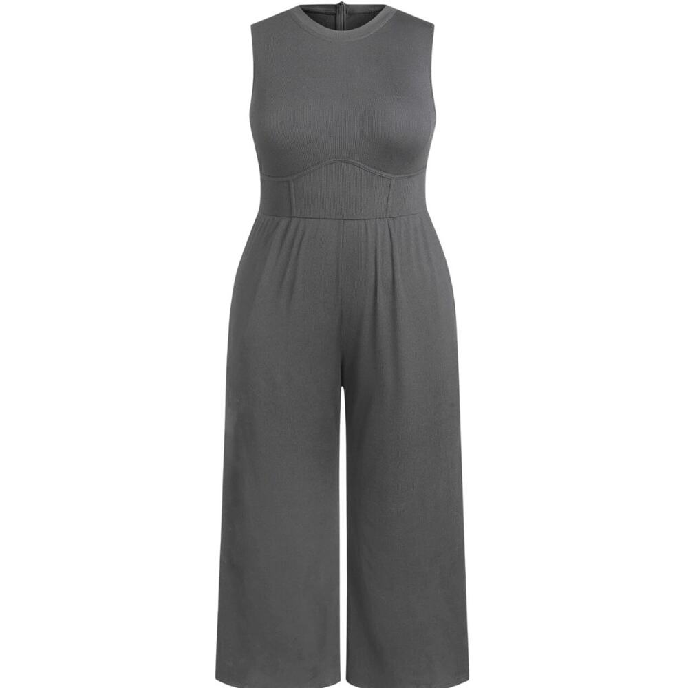 NWT Cider Corset Wide Leg Ribbed Sleeveless Jumpsuit